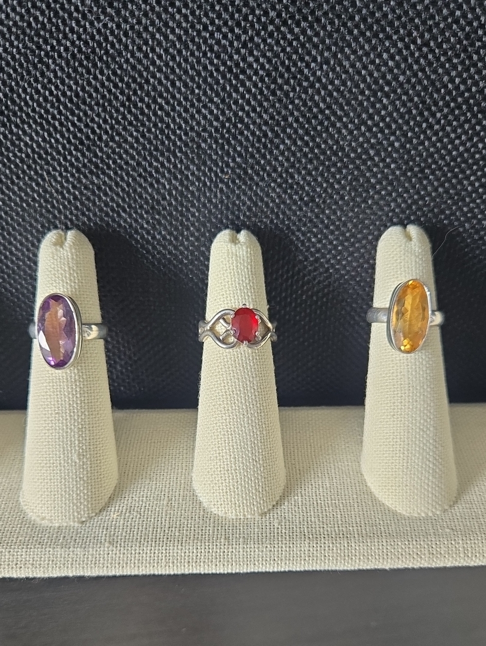 3 Sterling Silver Gemstone Rings